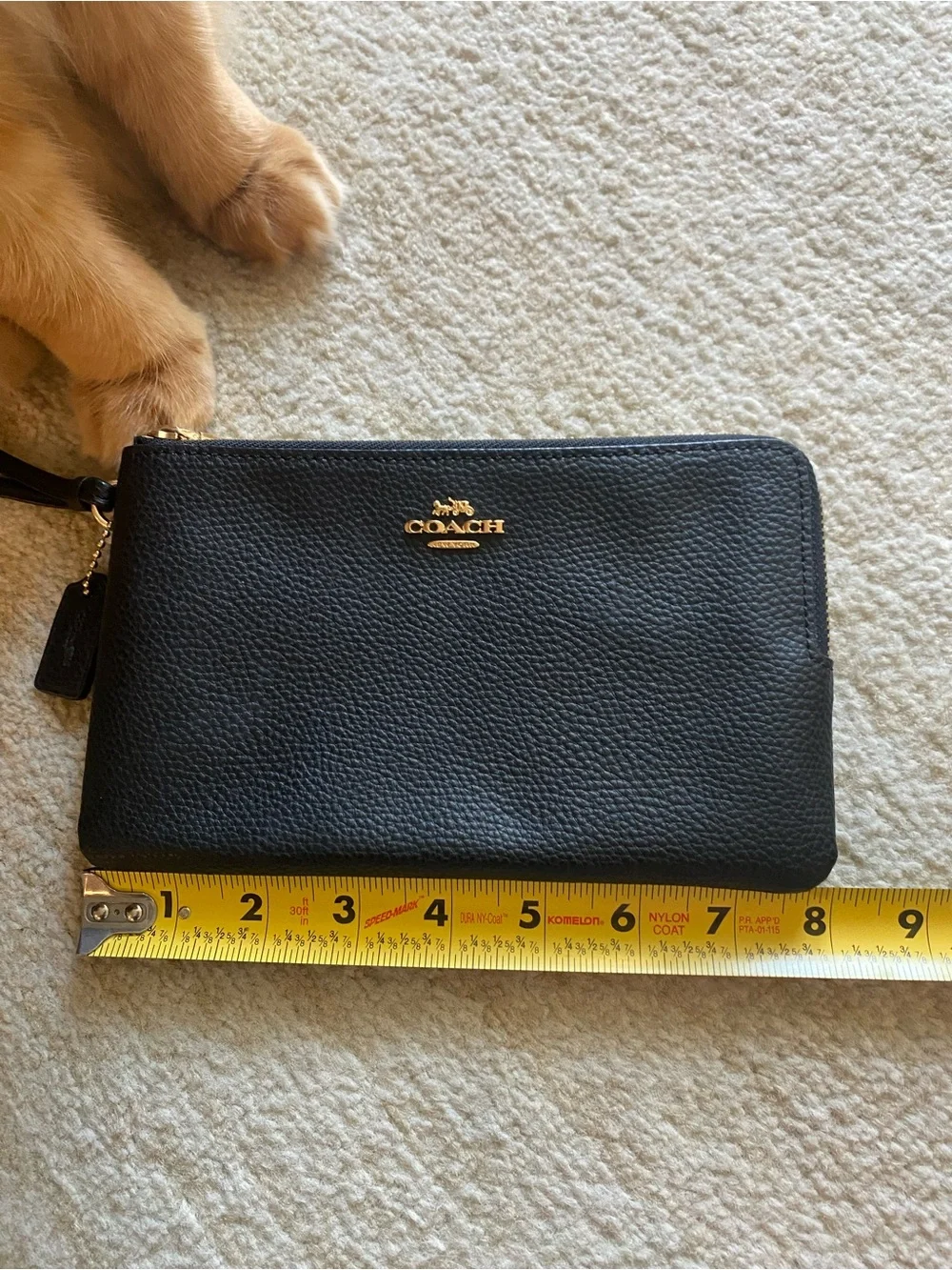 Coach Black Leather Wristlet with Gold Hardware